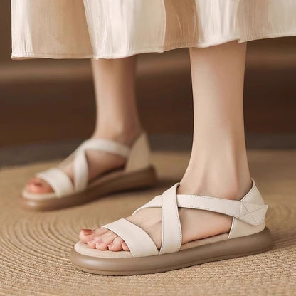 Sandalias tipo gladiador de piel genuina suave