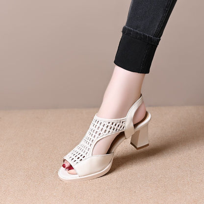 Tacones altos de malla con punta abierta