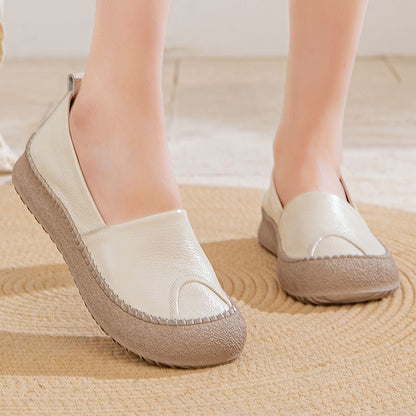 Zapatos de punta redonda 100% de cuero suave