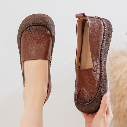 Zapatos de punta redonda 100% de cuero suave