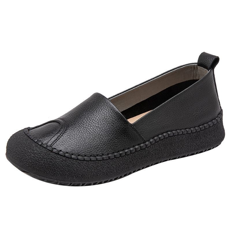 Zapatos de punta redonda 100% de cuero suave