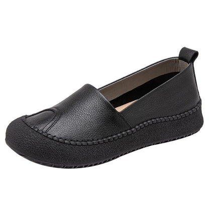 Zapatos de punta redonda 100% de cuero suave