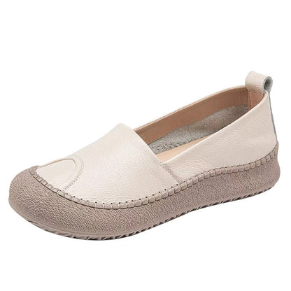 Zapatos de punta redonda 100% de cuero suave
