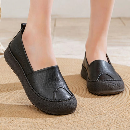 Zapatos de punta redonda 100% de cuero suave
