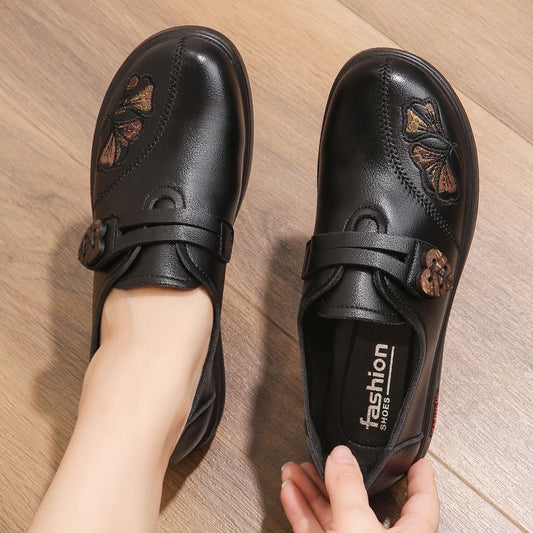 Zapatos planos de cuero antideslizantes