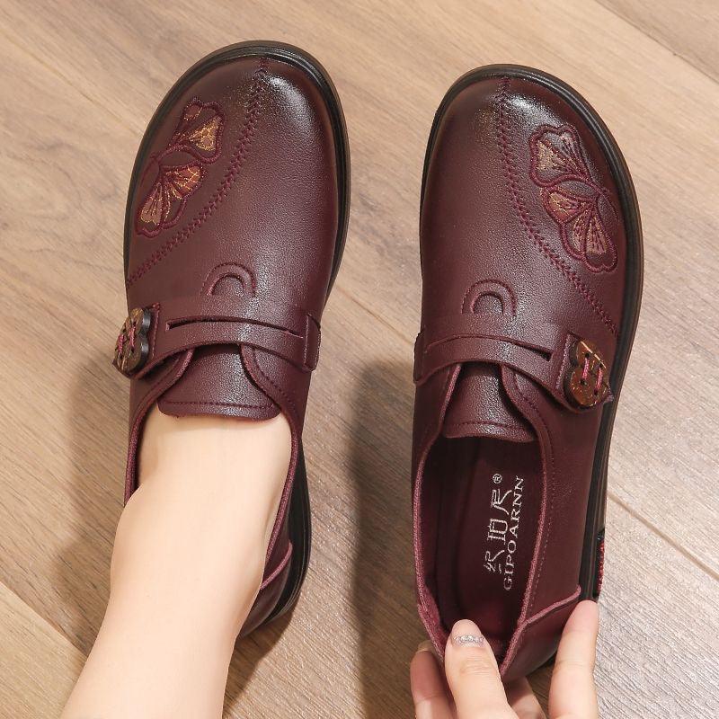 Zapatos planos de cuero antideslizantes