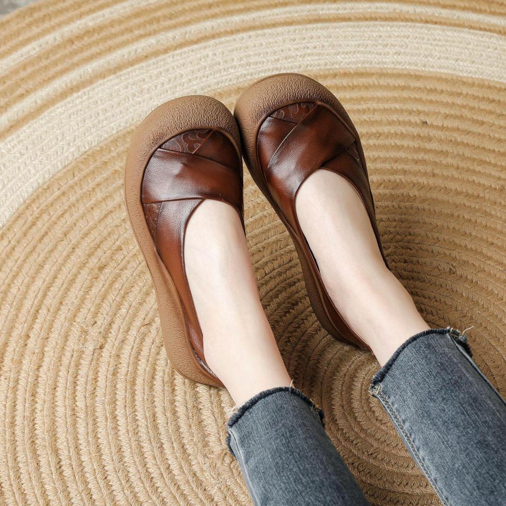 Vintage leren damesschoenen met hoog comfort