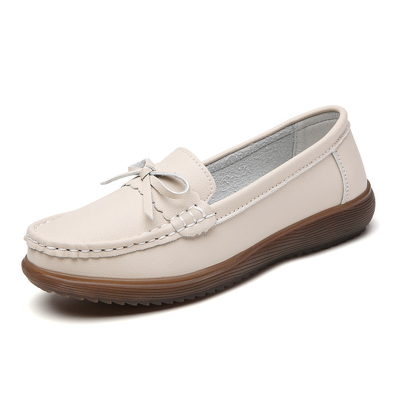 Zapatos de mujer de piel auténtica con suela blanda
