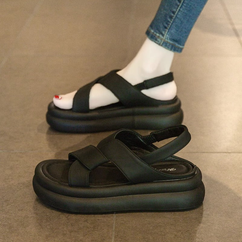 Sandalias de plataforma con tiras cruzadas para mujer