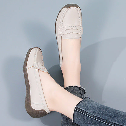 Zapatos de cuero de suela plana para mujeres 2025