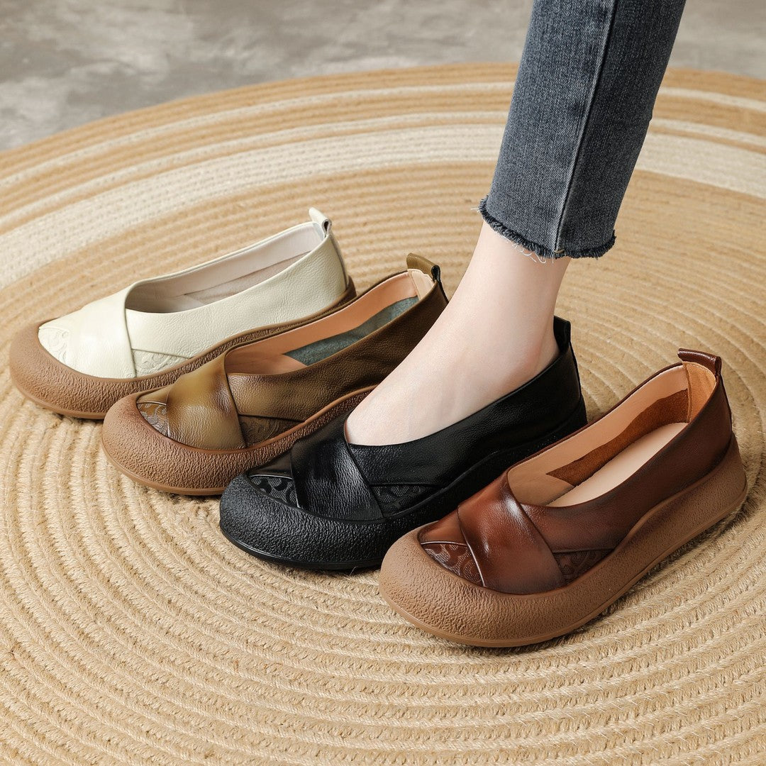 Vintage leren damesschoenen met hoog comfort