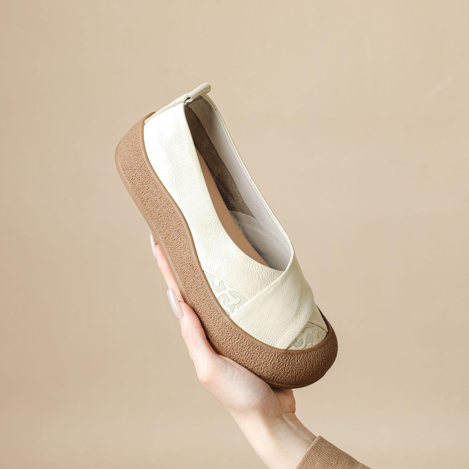Vintage leren damesschoenen met hoog comfort