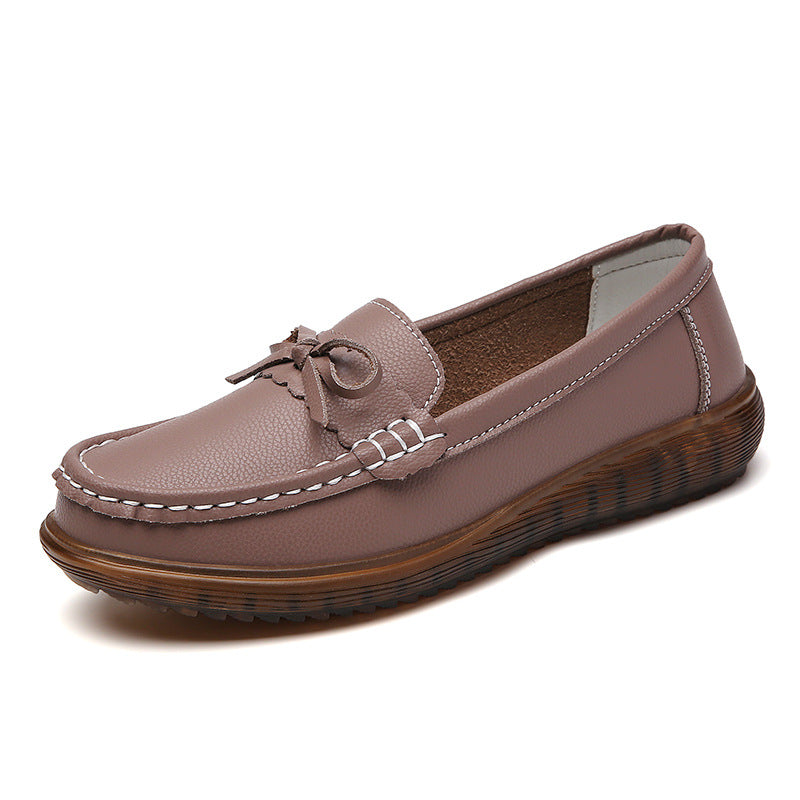 Zapatos de mujer de piel auténtica con suela blanda