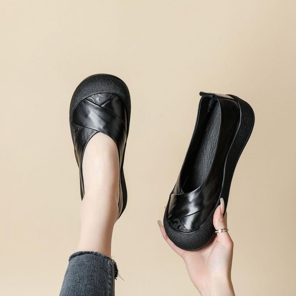 Vintage leren damesschoenen met hoog comfort