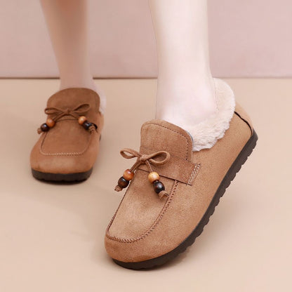 Zapatos de algodón con forro polar y sin cordones