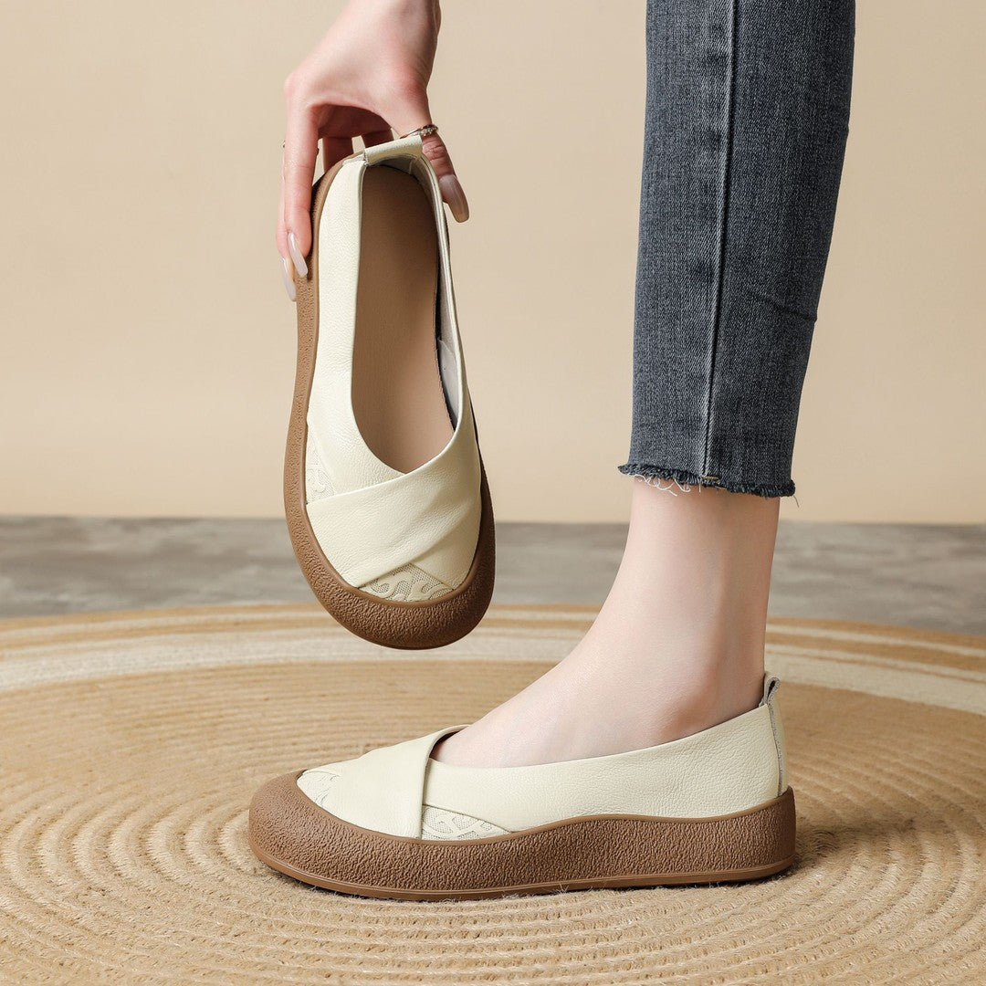 Vintage leren damesschoenen met hoog comfort