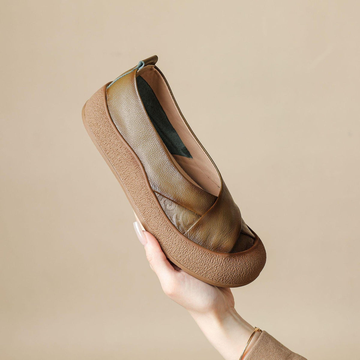 Vintage leren damesschoenen met hoog comfort