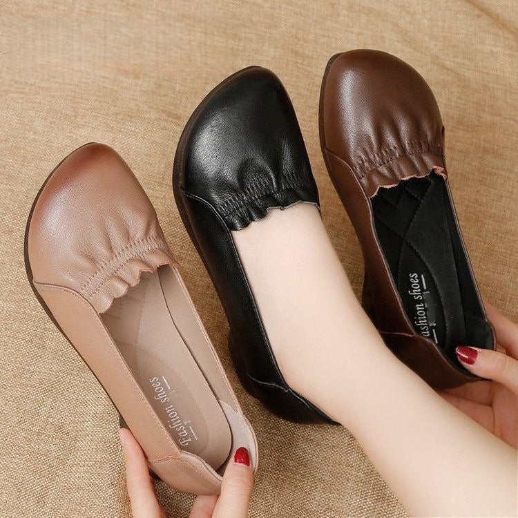 Zapatos planos casuales de cuero suave