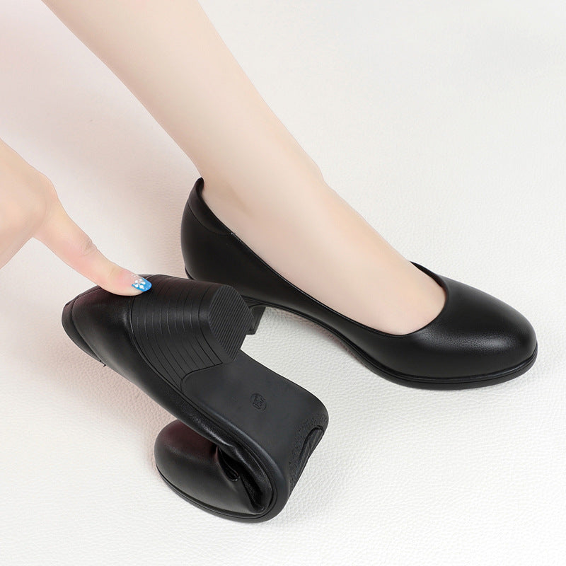 Zapatos de suela blanda y tacón grueso