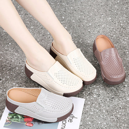 Zapatillas de cuero de suela gruesa Baotou