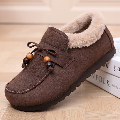 Zapatos de algodón con forro polar y sin cordones