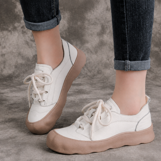Orthopedische leren schoenen met ronde neus en zachte zool