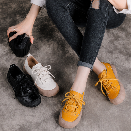 Orthopedische leren schoenen met ronde neus en zachte zool