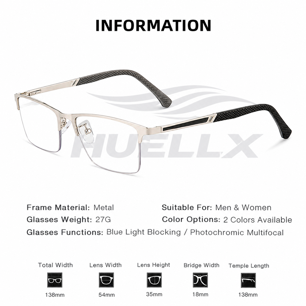 Semi-Rimless Photochromic Reading Glasses
