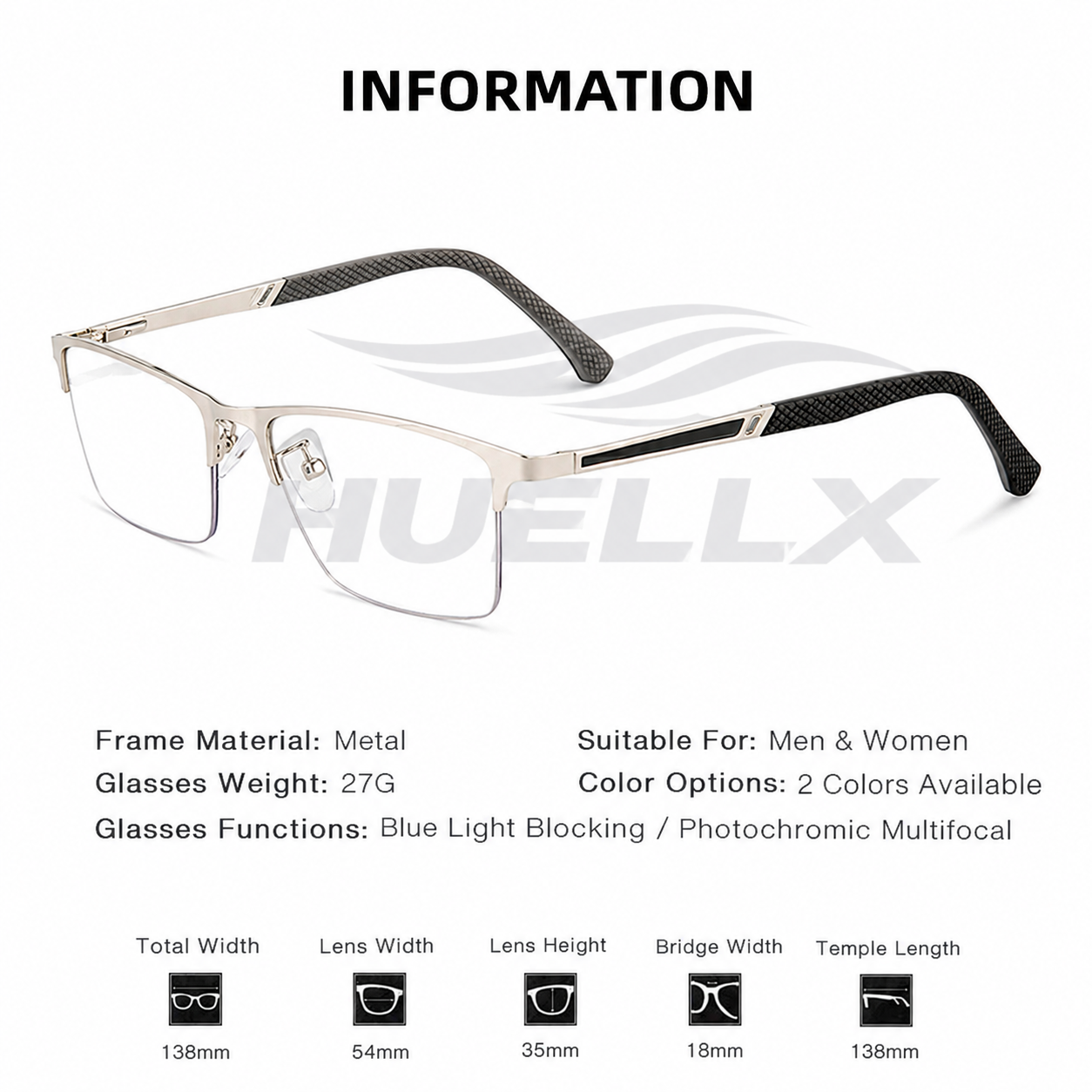 Semi-Rimless Photochromic Reading Glasses